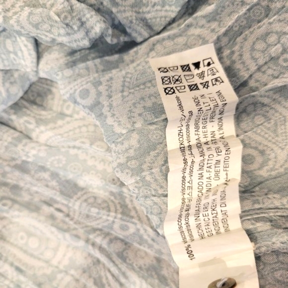 Zara Blue Teal Paisley Crinkled Relaxed Fit Button Down Maxi Sheath Dress M EUC - Picture 11 of 12